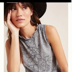 Anthropologie TLA Theia grey floral sleeveless